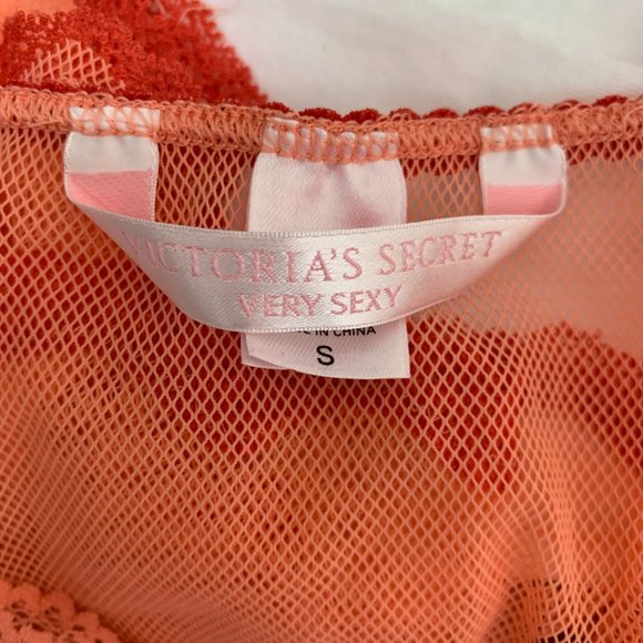 Victoria's Secret Small Nightie Chemise Lace Very Sexy See Through Peach Red - Picture 4 of 6